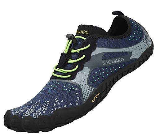 SAGUARO Damen Herren Barfussschuhe Schnell Trocknend Barfußschuhe rutschfest Fitnessschuhe Atmungsaktiv Wassersportschuh Leicht Traillaufschuhe for Minimalistische, Blau 40 von SAGUARO