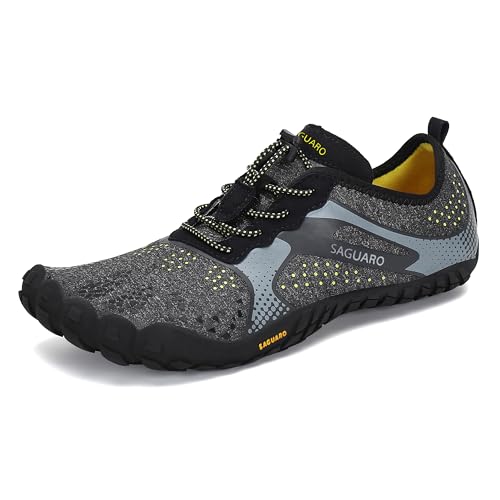 SAGUARO Barfußschuhe Herren Damen Barfuss Schuhe Outdoor Barfussschuhe Leichte rutschfeste Zehenschuhe Barfuß Fitnessschuhe Traillaufschuhe Schwarz,Gr.40 von SAGUARO