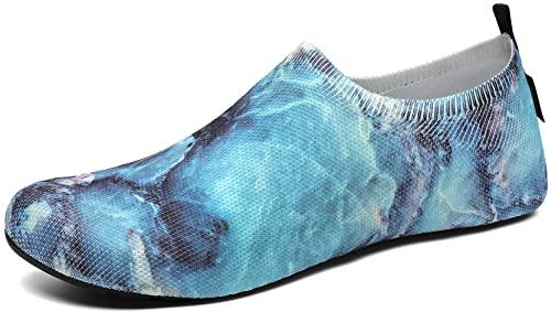 SAGUARO Badeschuhe Damen Herren Wasserschuhe Leicht rutschfest Schwimmschuhe Weich Schnell Trocknend Strandschuhe Atmungsaktiv Bequem Aquaschuhe Ultraleicht Flache Barfußschuhe, Dunkelblau 46/47EU von SAGUARO