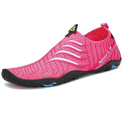 SAGUARO Erwachsene Badeschuhe Schnell Trocknend Wasserschuhe rutschfest Schwimmschuhe Strandschuhe Herren Damen Barfußschuhe, Pink 41 von SAGUARO