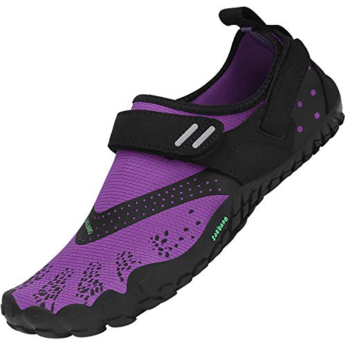 SAGUARO Barfußschuhe Herren Damen Atmungsaktiv Aquaschuhe Sport Wasserschuhe Trekking Zehenschuhe Minimalistische Surf Joggen Barfuss Schwimmschuhe,Violett 39 von SAGUARO