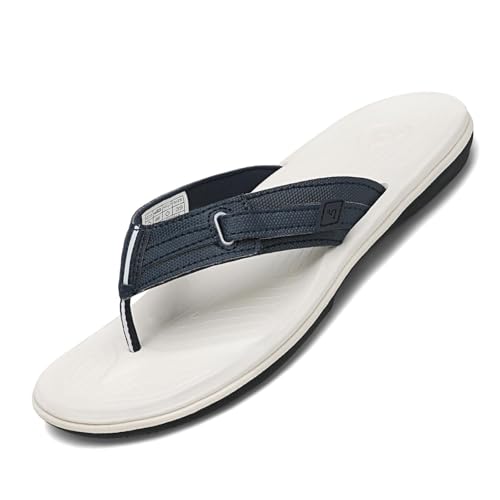 SAGUARO Flip Flops Herren Zehentrenner Rutschfest Badelatschen Sommer Zehensandalen Duschlatschen Bequeme Zehenstegpantolette Strandschuhe Outdoor Sandalen für Pool Strand Beach Dunkelblau,Gr.42 von SAGUARO