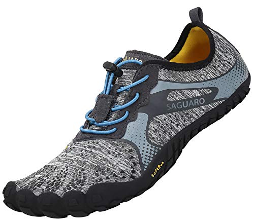 SAGUARO Frauen Barfußschuhe Schnell Trocknend rutschfest Barfussschuhe Fitnessschuhe Atmungsaktiv Traillaufschuhe Männer Badeschuhe for Indoor Outdoor Sport, Grau 41 von SAGUARO