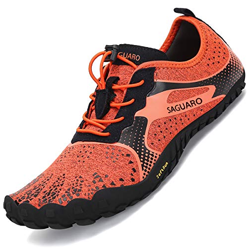 SAGUARO Frauen Barfußschuhe Schnell Trocknend rutschfest Barfussschuhe Fitnessschuhe Atmungsaktiv Traillaufschuhe Männer Badeschuhe for Indoor Outdoor Sport, Orange 37 von SAGUARO