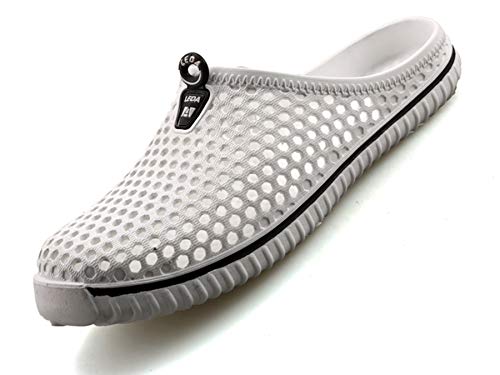 SAGUARO Gartenschuhe Damen Herren Slip On Outdoor Hausschuhe Leichte Pantolette Sommerschuh Weiß Gr.37 von SAGUARO