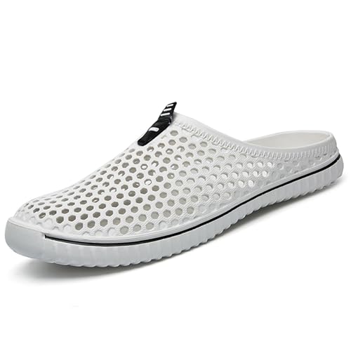 SAGUARO Gartenschuhe Damen Herren Slip On Outdoor Hausschuhe Leichte Pantolette Sommerschuh Weiß Gr.39 von SAGUARO