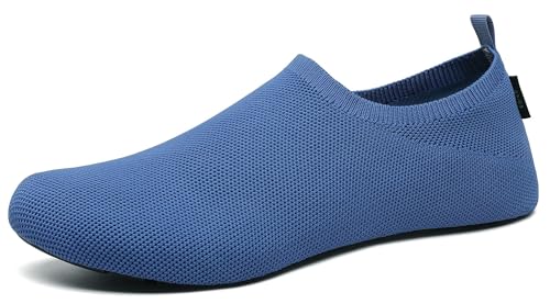 SAGUARO Hausschuhe Damen Herren Hüttenschuhe Atmungsaktiv Leicht Pantoffeln Rutschfest Bequem Schlappen Home Flache Geschlossene Slippers, Lapisblau 36/37EU von SAGUARO