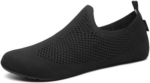 SAGUARO Hausschuhe Damen Herren Hüttenschuhe Atmungsaktiv Leicht Pantoffeln Rutschfest Bequem Schlappen Home Flache Geschlossene Slippers, Schwarz 40/41EU von SAGUARO