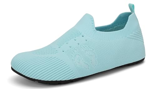 SAGUARO Hausschuhe Damen Herren Leicht Hüttenschuhe Atmungsaktiv Rutschfest Flache Pantoffeln Bequem Weich Flexibel Schlappen Home Cozy Geschlossene Slippers, Himmelblau 42/43 EU=44/45 CN von SAGUARO
