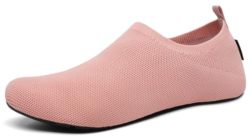 SAGUARO Hausschuhe Damen Herren Leicht Hüttenschuhe Atmungsaktiv rutschfest Flache Pantoffeln Bequem Weich Flexibel Schlappen Home Cozy Geschlossene Slippers für Männer Frauen, Flamingo Rosa 46/47EU von SAGUARO