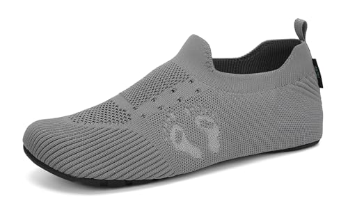 SAGUARO Hausschuhe Damen Herren Leicht Hüttenschuhe Atmungsaktiv rutschfest Flache Pantoffeln Bequem Weich Flexibel Schlappen Home Cozy Geschlossene Slippers für Männer Frauen, Fossil Grau 42/43EU von SAGUARO