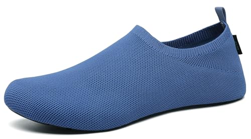 SAGUARO Hausschuhe Damen Herren Leicht Hüttenschuhe Atmungsaktiv rutschfest Flache Pantoffeln Bequem Weich Flexibel Schlappen Home Cozy Geschlossene Slippers für Männer Frauen, Lapisblau 36/37EU von SAGUARO