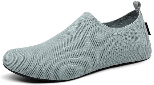 SAGUARO Hausschuhe Damen Herren Leicht Hüttenschuhe Atmungsaktiv rutschfest Flache Pantoffeln Bequem Weich Flexibel Schlappen Home Cozy Geschlossene Slippers für Männer Frauen, Münzgrau 36/37EU von SAGUARO