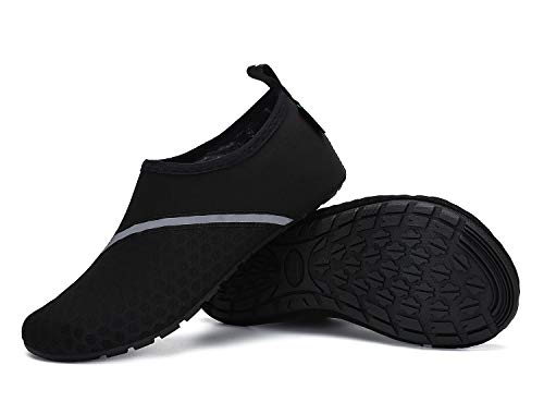 SAGUARO Hausschuhe Herren Damen Hüttenschuhe Leicht Rutschfest Pantoffeln Cozy Atmungsaktiv Sockenschuhe Home Flache Cozy Slippers, Graphitschwarz 40/41EU von SAGUARO
