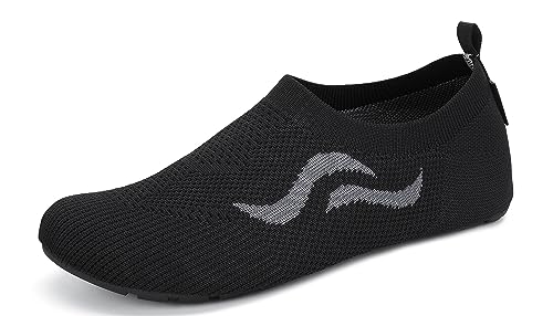 SAGUARO Hausschuhe Damen Herren Bequem Pantoffeln Atmungsaktiv Leichte Schlappen Flexibel rutschfest Hüttenschuhe Weich Garten Slippers, Schwarz 38/39 EU von SAGUARO