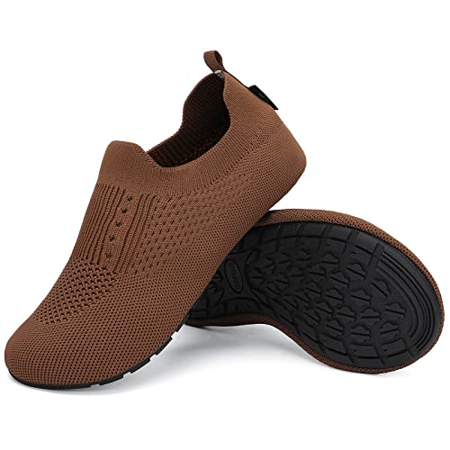 SAGUARO Hausschuhe Herren Damen Hüttenschuhe Leicht Rutschfest Pantoffeln Cozy Atmungsaktiv Sockenschuhe Home Flache Cozy Slippers, Signalbraun 36/37EU von SAGUARO