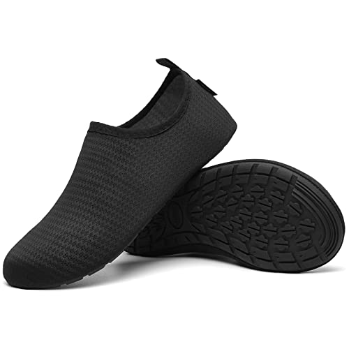 SAGUARO Hausschuhe Herren Damen Hüttenschuhe Leicht Rutschfest Pantoffeln Cozy Atmungsaktiv Sockenschuhe Home Flache Cozy Slippers, Dunkelschwarz 38/39EU von SAGUARO