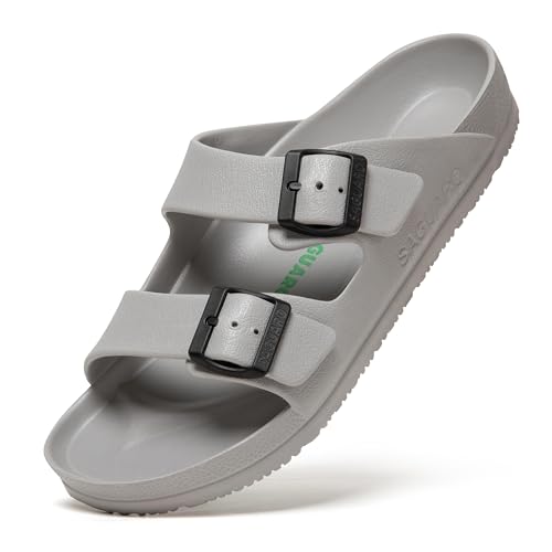 SAGUARO Hausschuhe Herren Damen Leicht Elastisch Pantoletten Klassisch Badschuhe Unisex Erwachsener Sandalen, Haus Grau 36 von SAGUARO
