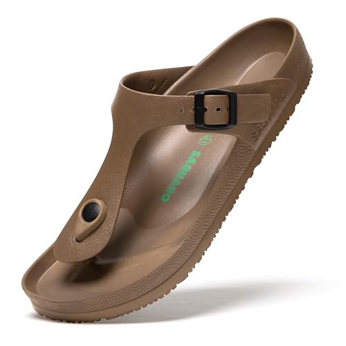 SAGUARO Hausschuhe Herren Damen Leicht Elastisch Pantoletten Klassisch Badschuhe Unisex Erwachsener Sandalen, Slipper Braun 48 von SAGUARO