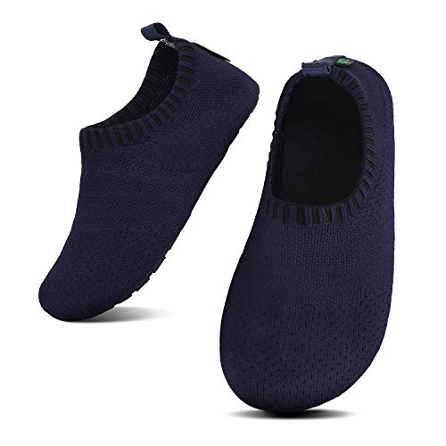 SAGUARO Kinder Hausschuhe Jungen Pantoffeln Mädchen Slippers rutschfest Yoga Kleinkinder Schuhe Unisex-Baby Indoor Weich Walkingschuhe Hüttenschuhe Dunkelblau 26/27 EU von SAGUARO