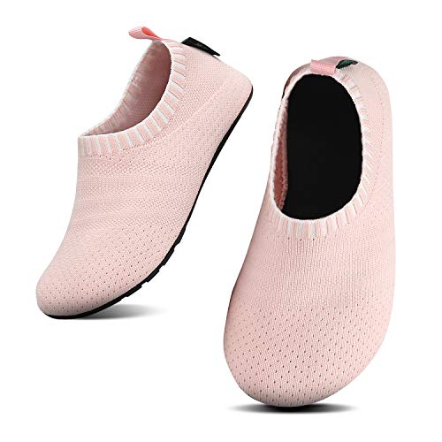 SAGUARO Mädchen Hausschuhe Kinder Pantoffeln Jungen Slippers rutschfest Yoga Kleinkinder Schuhe Unisex-Baby Indoor Weich Walkingschuhe Hüttenschuhe Hellrosa 26/27 EU von SAGUARO