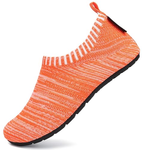 SAGUARO Hausschuhe Kinder Mädchen Hüttenschuhe Jungen Pantoffeln Barfussschuhe Leicht Atmungsaktive Slipper Weich Kleinkinder Schuhe Stil:081 Orange,Gr.32/33 EU von SAGUARO