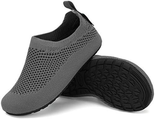 SAGUARO Hausschuhe Kinder Mädchen Hüttenschuhe Leichte Atmungsaktiv Pantoffeln Dunkelgrau 36/37 EU von SAGUARO