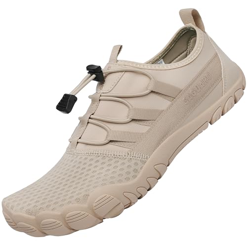 SAGUARO Schwimmschuhe Herren Damen Leicht Atmungsaktive Badeschuhe Unisex Erwachsene rutschfest Schnell Trocknend Strandschuhe Drinnen Draußen, Wasser Hellbraun 45 EU von SAGUARO