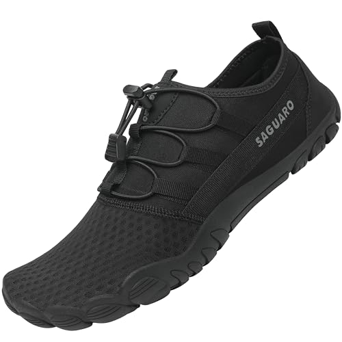 SAGUARO Herren Badeschuhe Leicht Damen Wasserschuhe Bequeme Strandschuhe Unisex, Wasser Schwarz 37 EU von SAGUARO