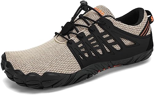 SAGUARO Herren Barfußschuhe Outdoor Damen Zehenschuhe Schnell Trocknend Traillaufschuhe Weiß Gr.41 von SAGUARO