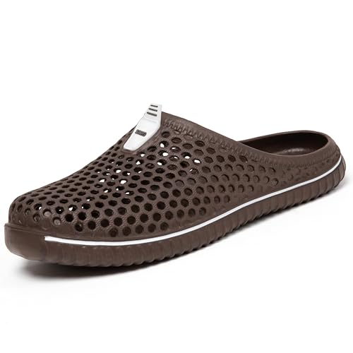 SAGUARO Clogs Pantoletten für Damen Sommer Hausschuhe Herren Aero I Braun 40 von SAGUARO