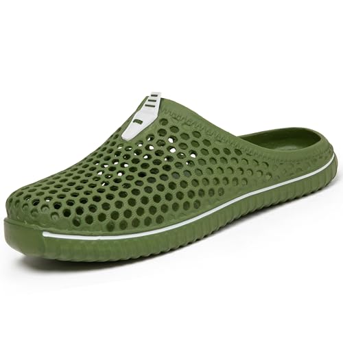 SAGUARO Clogs Pantoletten für Damen Sommer Hausschuhe Herren Aero I Grün 45 von SAGUARO
