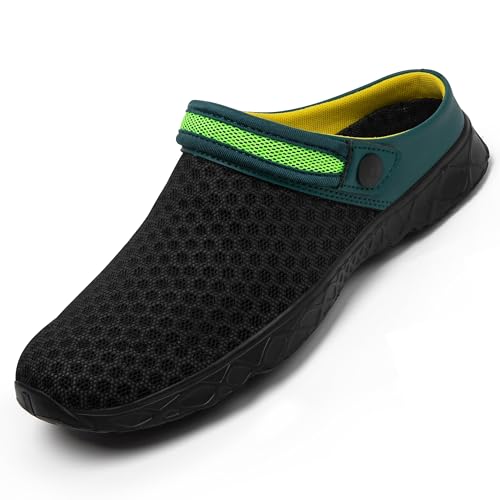 SAGUARO Herren Clogs Hausschuhe Atmungsaktiv Gartenschuhe Damen Mesh Sommersandalen DunkelGrün 45 von SAGUARO