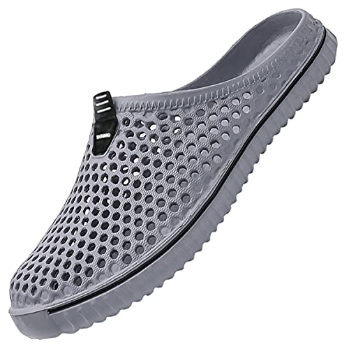 SAGUARO Herren Damen Badeschuhe Hausschuhe Sommer Slide Pantoletten Badelatschen Strand Indoor&Outdoor Pool Baden Unisex Einfarbig rutschfest Slippers Hohl Mesh Latschen, Grau 39EU=Label Size 40 von SAGUARO