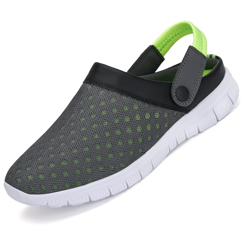 SAGUARO Herren Damen Clogs Pantoletten Sommer Strand Pantoffeln Mesh Schlappen Garten Schuhe Arbeitsschuhe Grün Gr.46 von SAGUARO