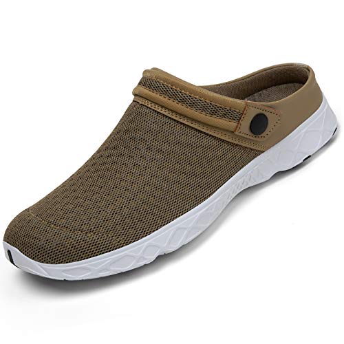 SAGUARO Herren Damen Clogs Pantoletten Sommer Strand Pantoffeln Mesh Schlappen Gartenschuhe Braun 41 von SAGUARO