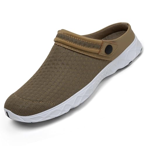 SAGUARO Herren Damen Clogs Pantoletten Sommer Strand Pantoffeln Mesh Schlappen Gartenschuhe Braun 41 von SAGUARO