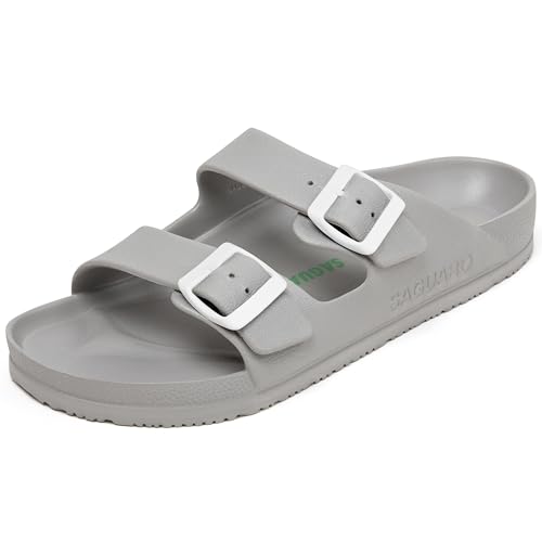 SAGUARO Herren Eva Pantoletten Sommer Anthrazitgrau 36 von SAGUARO