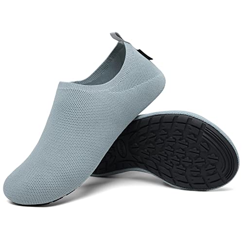 SAGUARO Hausschuhe Herren Damen Hüttenschuhe Leicht Rutschfest Pantoffeln Cozy Atmungsaktiv Sockenschuhe Home Flache Cozy Slippers, Eisengrau 40/41EU von SAGUARO