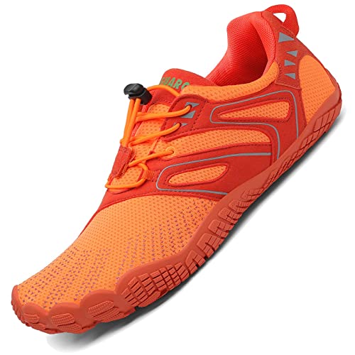 SAGUARO Herren Minimalschuhe Leicht Damen Outdoor Barfußschuhe Unisex Traillaufschuhe rutschfest Sohle Orange Gr.40 von SAGUARO