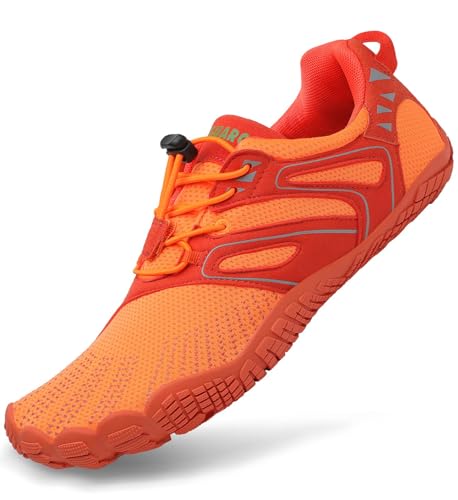 SAGUARO Barfuss Schuhe Damen Barfußschuhe Herren Zehenschuhe rutschfest Atmungsaktive Barefoot Shoes Indoor & Outdoor Barfussschuhe mit Breiter Zehenbox & Zero Drop Solhe, Dunkelorange, 40 EU von SAGUARO