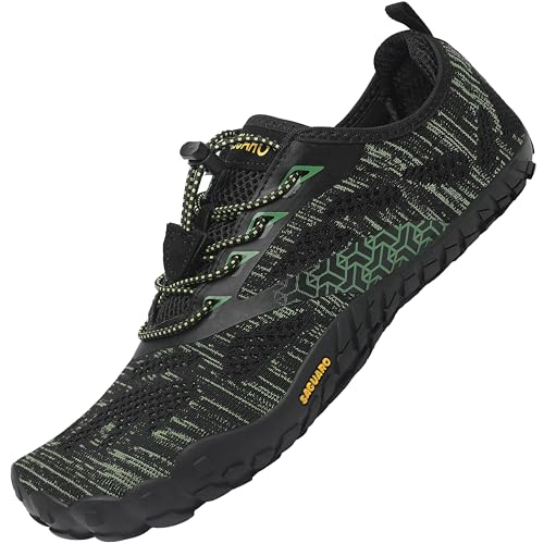 SAGUARO Herren Wasserschuhe Barfußschuhe für Damen Schwimmschuhe Erwachsene Bafuß Fitnessschuhe Leichte Traillaufschuhe Minimalistische Schuhe Anti-rutsch, Grün 40 von SAGUARO