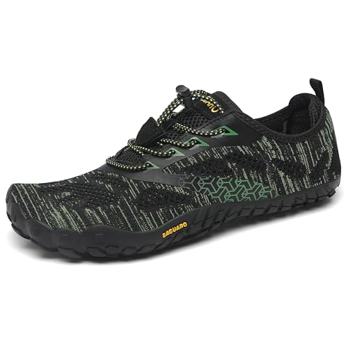 SAGUARO Barfußschuhe Herren Damen Barfuss Schuhe Outdoor Barfussschuhe Leichte rutschfeste Zehenschuhe Barfuß Fitnessschuhe Traillaufschuhe Grün A,Gr.41 von SAGUARO