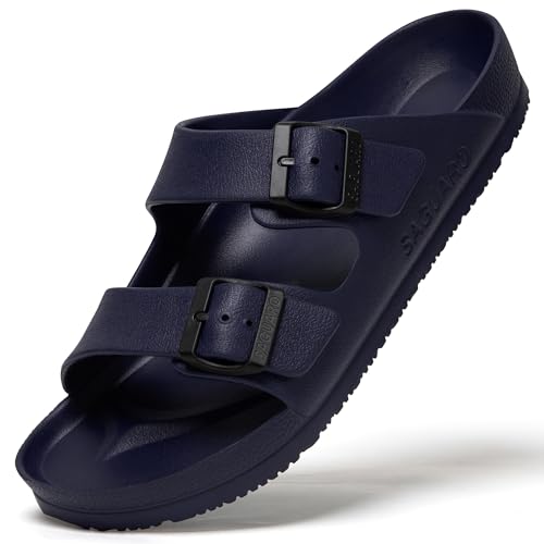 SAGUARO Herren Zehentrenner Hausschuhe Damen Sandalen Sommer Eva Pantoletten Flach Clogs Strand Slippers Dunkelblau 41 SAGUARO Herren Zehentrenner Hausschuhe Damen Sandalen Sommer Eva Pantoletten Flach Clogs Strand Slippers Dunkelblau 41 von SAGUARO