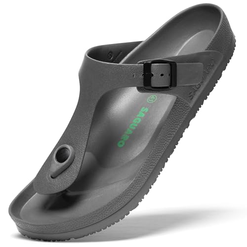 SAGUARO Herren Zehentrenner Hausschuhe Damen Sandalen Sommer Eva Pantoletten Flach Clogs Strand Slippers Navyblau 48 von SAGUARO