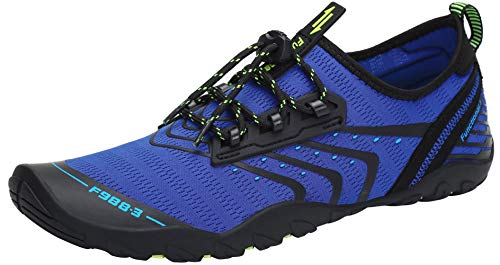 SAGUARO Herrren Damen Barfußschuhe Indoor Yoga Gymnastiksschuhe Outdoor Laufen Fitnessschuhe Bootsportschuhe Wassersport Schuhe für Strand Meer Tauchen Surfen Schwimmen Schnorcheln(043 Blau,46 EU) von SAGUARO