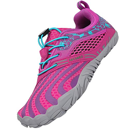 SAGUARO Barfussschuhe Jungen Mädchen Traillaufschuhe Kinder Minimalistische Leicht Weich Fitnessschuhe Gymnastikschuhe Sommer Wanderschuhe Sportschuhe Outdoor Schuhe, Pink 24 von SAGUARO