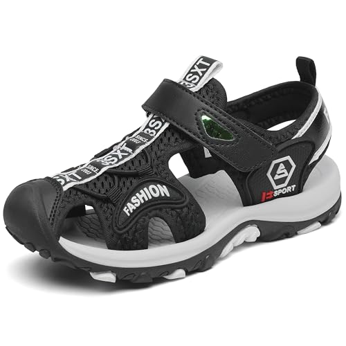 SAGUARO Jungen Geschlossene Sandalen Sommer Strand Schuhe Abriebfestem Outdoor Trekking Schuhe Dunkles Schwarz Gr.25 von SAGUARO