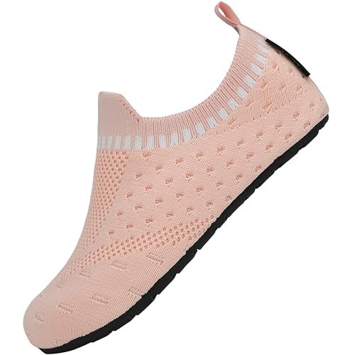 SAGUARO Jungen Mädchen Kinder Hausschuhe Kinderschuhe Anti-Rutsch Sohle Kleinkinder Schuhe Unisex Atmungsaktiv Pantoffeln Leichte Hüttenschuhe Baby Slipper, Pink 26/27 von SAGUARO