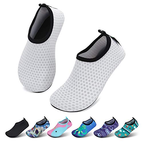 SAGUARO Kinder Badeschuhe Jungen Aquaschuhe Mädchen Schnell Trocknend Strandschuhe Atmungsaktiv Wasserschuhe Surf Yoga Neoprenschuhe,Gefleckgrau,Gr.24/25 EU von SAGUARO